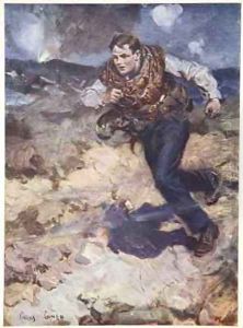 Heroic Middy carrying ammunition to the hardpressed British fighters by Cyrus Cuneo