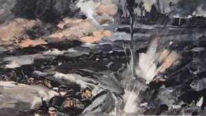 On an occasion when the German Poison gas assumed a reddish hue from The Illustrated War News by Cyrus Cuneo
