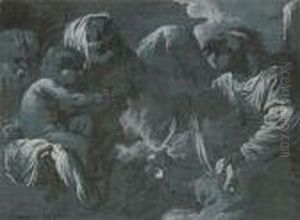 La Vierge Et L'enfant Avec Joseph Et Un Ange Devant Eux by Jean Jacques II Lagrenee