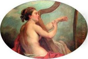"la Joueuse De Harpe". by Jean Jacques II Lagrenee