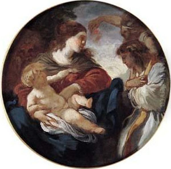 La Vierge Et L'enfant Jesus Avec Deux Anges - view 1
