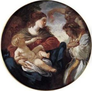La Vierge Et L'enfant Jesus Avec Deux Anges by Jean Jacques II Lagrenee