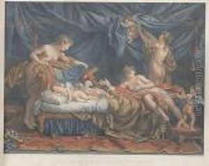 Les Amours Enchaines Par Les Graces Gravure by Louis Lagrenee