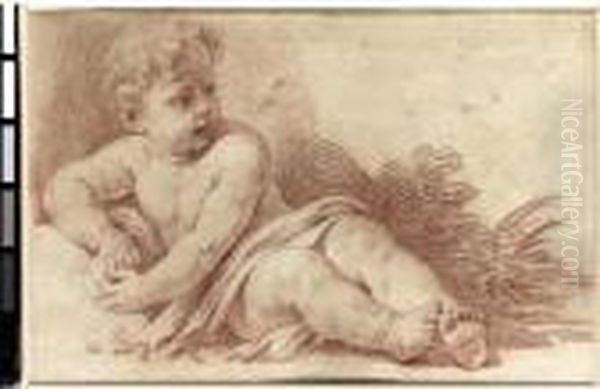 A Recumbent Young Child With An Apple - view 1