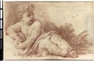 A Recumbent Young Child With An Apple by Louis Lagrenee
