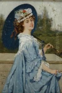 Woman With Parasol by Victor Lagye