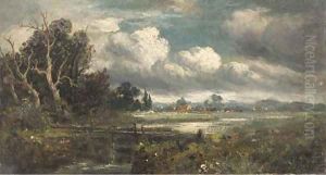 A lock before a riverside hamlet by John Constable