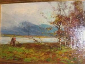 Autumnal Lakeside Scene by Tomson Laing