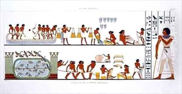 Various uses of Nets, from a Rare Record of Frescoes from Thebes - view 1