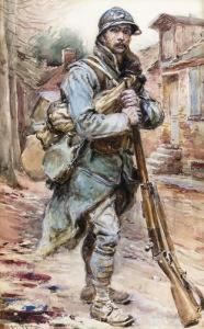 Soldat Vor Einem Gebaude. Soldat Vor Einem Gebaude.
