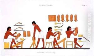 Leatherworkers from a Rare Record of Frescoes from Thebes by Frederic Cailliaud