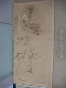 Deux Etudes De Femmes Nues by Adolphe Lalire