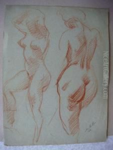 Deux Etudes De Nus Feminins by Adolphe Lalire