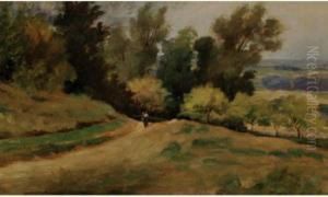 Personnage Sur Un Chemin De Campagne by Adolphe Lalire