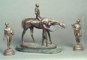 A Pair Of Bronzed Metal Figures Of Jockeys by Lalouette