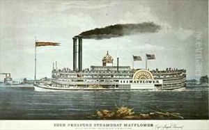 The Mayflower Steamboat on the Mississippi by Currier
