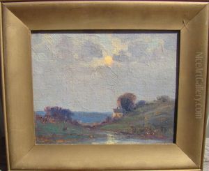 Sunset River Landscape by Frederick Mortimer Lamb