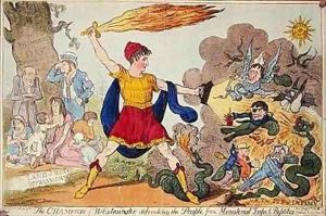 The Champion of Westminster defending the People from Ministerial Imps and Reptiles by Isaac Robert Cruikshank