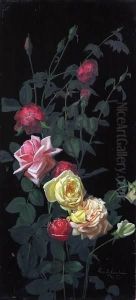 Still Life Of Pink, Red, And Yellow Roses