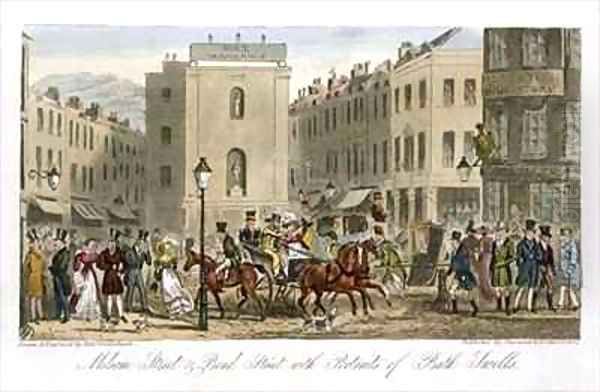 Milsom Street and Bond Street with Portraits of Bath Swells - view 1