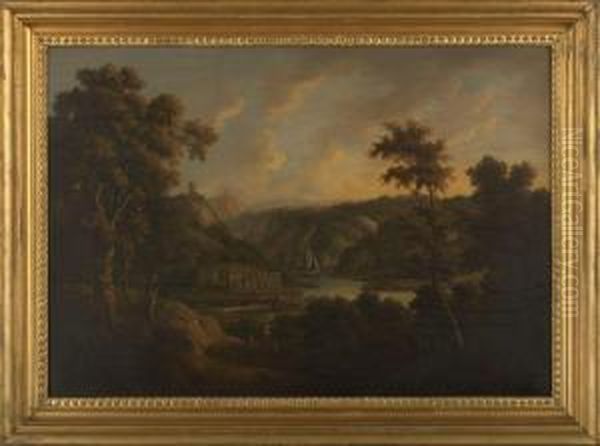 Coastal Inlet With Ruins And A Sailing Vessel - view 1