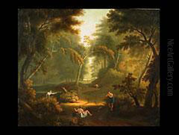 Idyllische Waldlandschaft Mit Antikisierenden Figuren - view 1