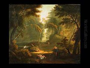Idyllische Waldlandschaft Mit Antikisierenden Figuren by George Lambert