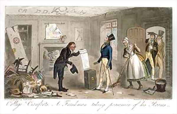 College Comforts A Freshman taking possession of his Rooms - view 1