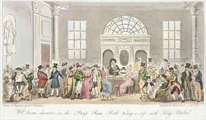 Well known Characters in the Pump Room Bath Taking a Sip with King Bladud by Isaac Robert Cruikshank