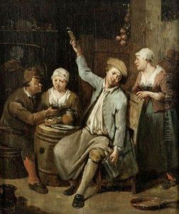 Buveurs Dans Une Taverne by Jan Baptist Lambrechts
