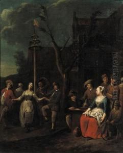 Boors Dancing Around A Maypole