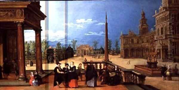 Figures in a Classical Piazza - view 1