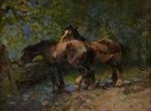 Horses Watering by William Bradley Lamond