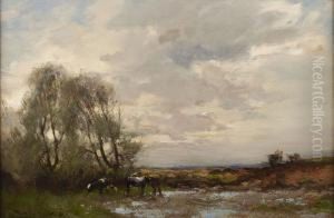 Cattle Watering At Dusk by William Bradley Lamond