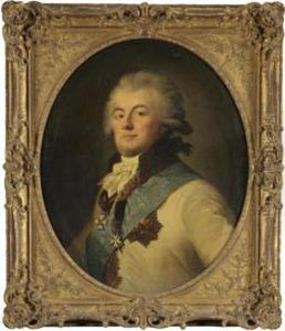 Ritratto Di Giulio Renato Litta 
Visconti Arese (1763-1839) A Mezza Figura, Con L?ordine Di San Giorgio 
Di Russia, San Giovanni Di Malta E L?aquila Bianca Di Polonia[oil On 
Canvas, Oval, In A Carved And Giltwood Frame]