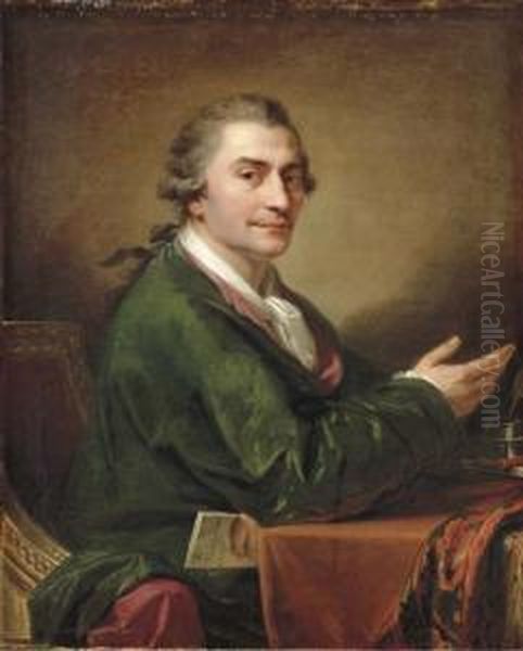 Portrait Of Stanislaw Trembecki 
(1739-1812), Seated, Half-length, At A Table Holding A Letter In His 
Left Hand - view 1