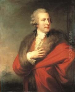 Portrait A Mi-corps De L'ambassadeur Charles Whitworth En Habitrouge