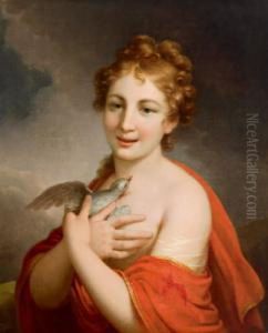 Ritratto Di Giovane Dama Con Una Stola Rossa by Johann Baptist the Elder Lampi
