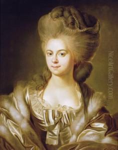 Portrait Of A Lady, Bust-length, In A Silver Silk Dress