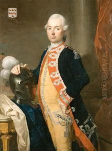 Portrait Of An Officer In Uniform, His Hand Resting On A Plumedhelmet