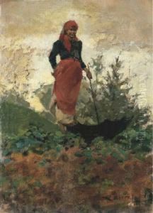 Contadina Con Ombrello