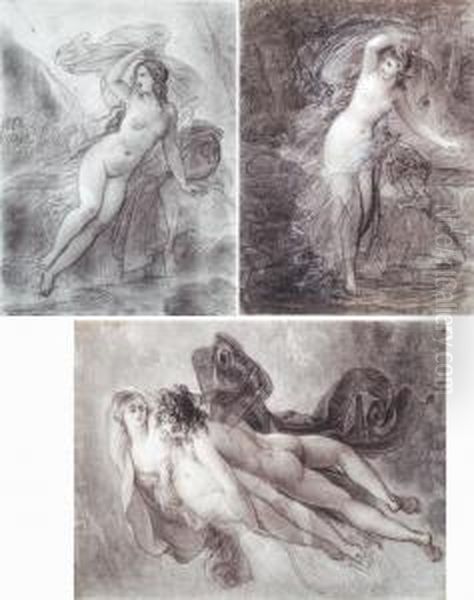 Lot De 4 Dessins Pour Orythie Enlevee Par Boree - view 1