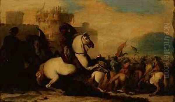 A Cavalry Engagement Outside a Fort - view 1
