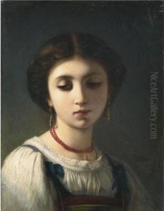 Portrait Of A Young Italian Girl by Charles Zacharie Landelle