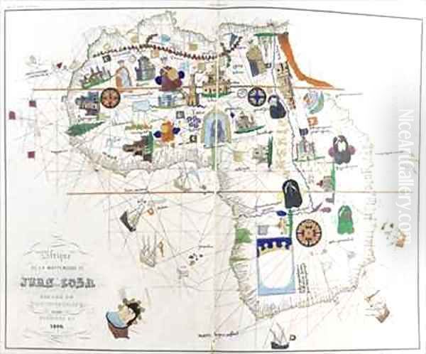 Copy of a map of Africa made in 1500 showing significant rulers and buildings - view 1