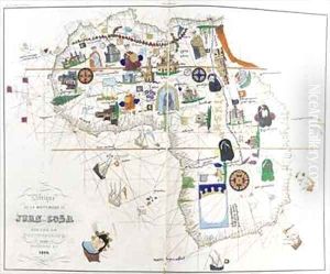 Copy of a map of Africa made in 1500 showing significant rulers and buildings
