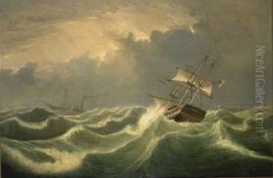 Ships Passing In Rough Seas by Fitz Hugh Lane