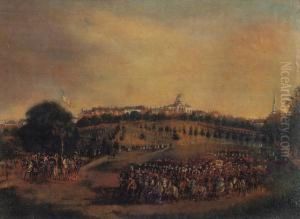 National Lancers With The Reviewing Officers On Boston Common by Fitz Hugh Lane