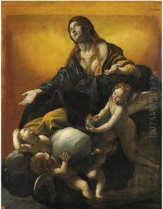 La Maddalena In Gloria Sorretta Dagli Angeli by Giovanni Lanfranco