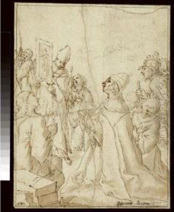 Pope Gregory Kneeling Before A Painting Of The Virgin